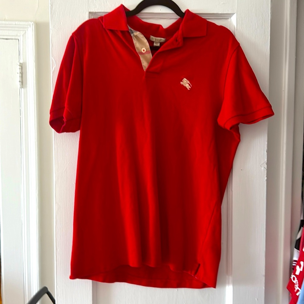 Burberry Men’s Polo shirt size L used Red